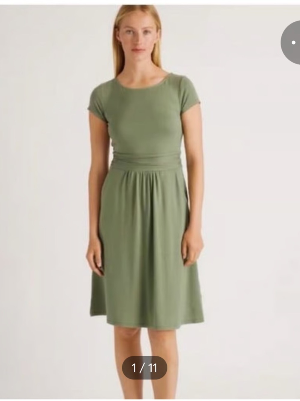 Quince Tencel Jersey Ruched Waist Dress Sage size small